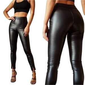 Idem Ditto Nwt Black Faux Leather Skinny Leg Pants Size Medium